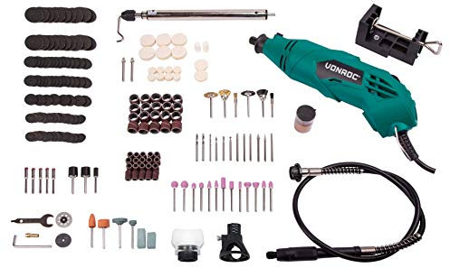 VONROC Outil rotatif multifonction 160W - arbre flexible - boite d'accessoires de 232 et sac de rangement