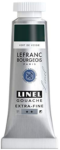 Lefranc Bourgeois 301206 Linel Gouache extrafeine und geschmeidige Wasserfarben mit maximaler Farbintensität, Leuchtkraft für streifenfreien Auftrag, 14ml Tube - Zypressengrün