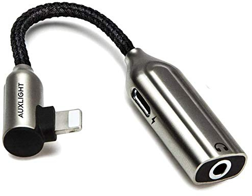 Auxlight AUX Adapter für iPhone | Kopfhörer & Laden, Kabel, 2in1 Splitter, Lightning auf 3,5 mm Klinke, 3.5mm Dongle, Audio Adapter für iPhone 13, 12, 11, Pro, XS, X, XR, 8 & 7, kompatibel mit iOS 15