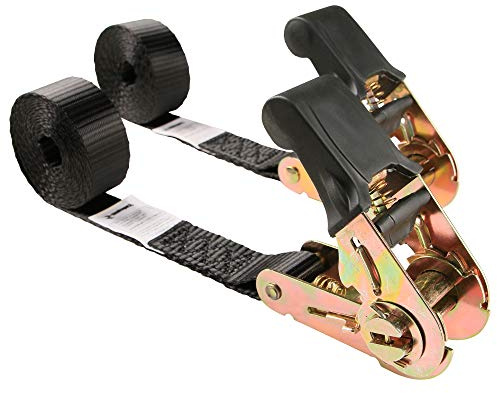 Endless Ratchet Tie Down Straps,Du-Rable Nylon Black Strap Ratcheting Securing,Heavy Duty Cargo,Track Spring Fittings,Cargo Ropes for Trailer Loads,Motorcycle,Kayak,7ft-2Pack