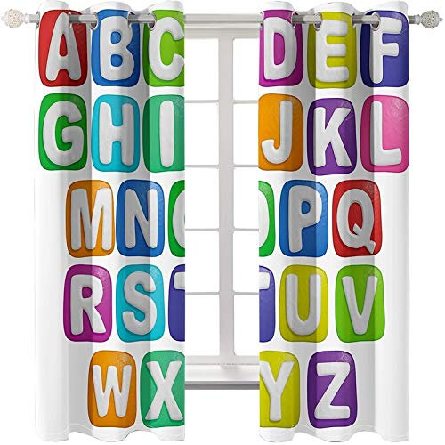 Daesar Verdunkelungsvorhänge Kinderzimmer mit Ösen, Schlafzimmer Vorhänge Gardinen Polyester 214x160CM Vorhang Wohnzimmer Blickdicht 26 Buchstaben Alphabet