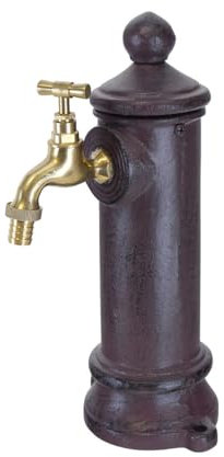 Kleiner Brunnen Wasseranschluss Aluguss Rostbraun | Standbrunnen Gartenschlauchanschluss | H: 30 cm (10192)