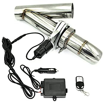 Tubo di scarico a ribalta, 63,5 mm, in acciaio inox, con alette di controllo per scarico Exhaust Cut Out, set completo (63,5 mm)