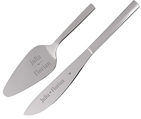 Herz & Heim® WMF Tortenheber und Tortenmesser zur Hochzeit mit Gravur Herz