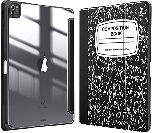 Fintie Hybrid Hülle für iPad Pro 12.9 Zoll 2022/2021/2020/2018 | Schlankes stoßfestes Schutzhülle mit Stifthalter, Transparente Hartschale, Standfunktion für Tippen & Ansehen, Notizblock