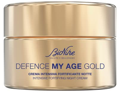 Bionike Defence My Age Gold - Crema Viso Intensiva Fortificante Notte Anti Age, Ripara, Fortifica E Rimpolpa Le Pelli Mature, Dona Idratazione Ed Elasticità Alla Pelle, 50 Ml