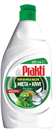 dr.Prakti Liquide Vaisselle Mains Menthe + Kiwi, n'irrite pas la peau, concentré et efficace, 650 ml