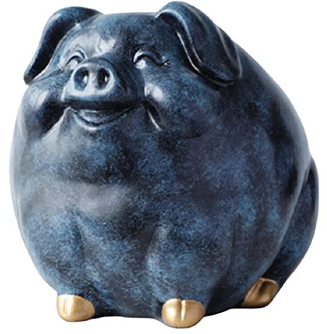 HAODAF Sparschwein Große Sparschweinharz-Münzbank for Erwachsene und Kinder Geburtstag, Kinderzimmer Dekor, Weihnachten, praktisch 10.4in Einzigartiges Geschenk (Color : Dark Blue)