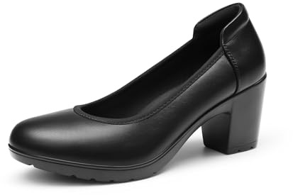 DREAM PAIRS Women's Chunky Closed Toe Low Block Heels Work Pumps Comfortable Round Toe Dress Wedding Shoes Nereida,Size 9,Black,SDPU2230W