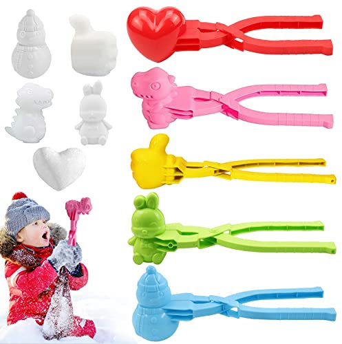 5 Stück Schneeball Former, Schneeballzange, Sandball Clip, Maker, Schneeformen Viele Formen Winter Outdoor Spielzeug für Schneeballschlacht Spiele, Winter Schnee Strand (D)