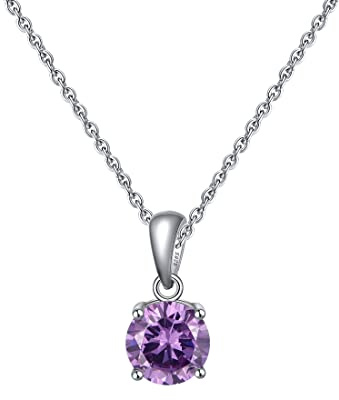 Bellitia Jewelry 925 sterling silver halsband januari månadssten ädelsten hänge med granat, årsdag födelsedagspresent fina smycken presenter till kvinnor flickor, Sterlingsilver, Alexandrit