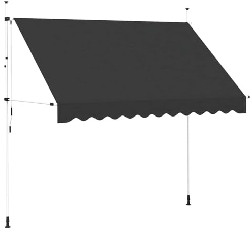 HOMIUSE Einziehbare Markise Handbetrieben 300 cm Klemmmarkise Balkonmarkise Sichtschutz Balkon Fenstermarkise Pergola UV Beständig Höhenverstellbar Wasserdicht Anthrazit Polyester