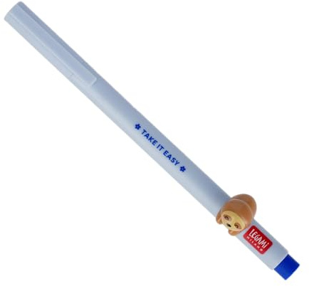 Legami - Penna Gel con Animaletto Decorativo Lovely Friends, Tema Sloth, Evita il Rotolamento, Inchiostro Blu, Animaletto Rimovibile e Ricombinabile, Punta 0,5 mm