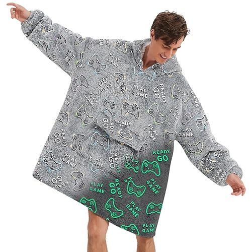 Mewkou Tragbare Decke Hoodie für Erwachsene, übergroße Sherpa-Fleece-Decke, Hoodie für Damen und Herren