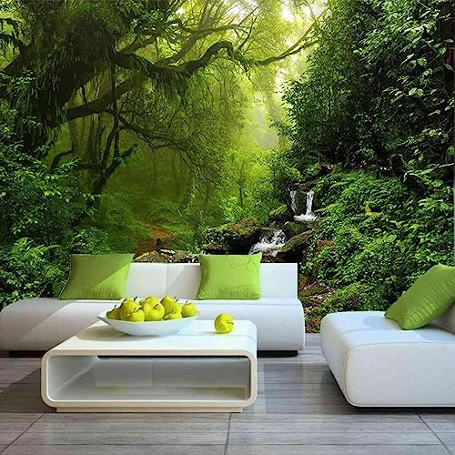 GIVLWF Papier Peint Panoramique de Fantaisie Forêt Nature, Paysage De Jungle Tropicale Poster Murale Intissé - pour Chambre Salon Décoration Murale - 300 x 210 cm
