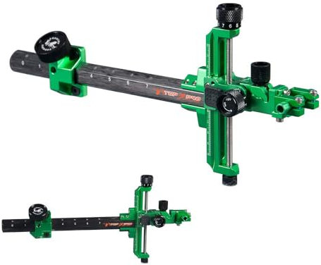 Bogenschießen Compoundbogen Visierhalterung 9 Zoll Carbon-Bracket-Verlängerung Dose Mikroverstellung Zielvisier für Compoundbogen Wettbewerb RH/LH (Linkshänder, Grün)