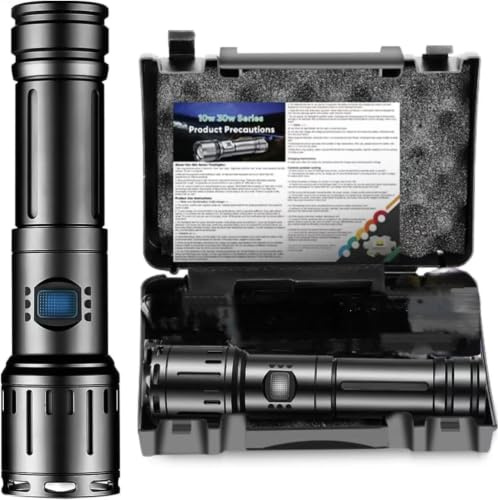 LeKaufen Extremely Bright LED Torch Rechargeable 20000 Lumen with IP65 Waterproof Strong Torch The World USB 5 Modes Power Display with Carry Bag for Camping Travel Hiking