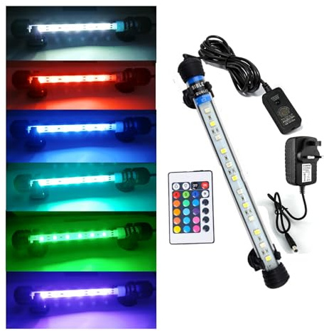 Submersible Fish Tank Light,Submersible Aquarium Light Marine LED Aquarium Light RGB Multicolor Underwater for Reef Plant Fish Tank (28CM)