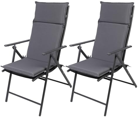 ALBATROS Gartenstühle 2er Set Aruba mit Sitzauflage– Gartenstühle Klappbar mit robustem Metallgestell und hoher Belastbarkeit – Bequeme Klappstühle auch als Terrassenstühle oder Balkonstühle