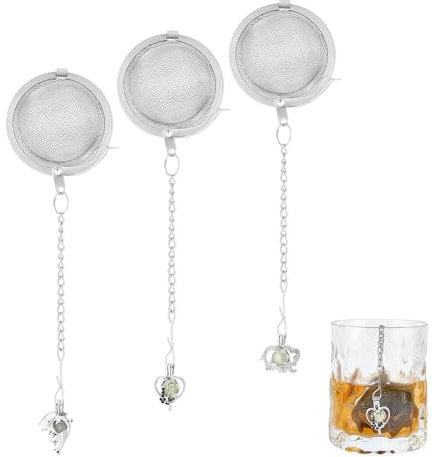 UNICRAFTALE 3Pcs 3 styles Filtre Infuseur Passe Boule Infuseurs à Thé Acier Inoxydable Pendentif Cristal Animaux Boule à Thé Passoire à thé avec Chaîne pour Infuser du Thé en Vrac