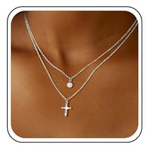 Inateannal Vintage Kristall Kreuz Choker Halskette Silber Geschichtet Kreuz Halskette Kubischer Zirkonia Anhänger Halskette Pave Cz Kreuz Kette Halskette Schmuck Für Frauen Und Mädchen