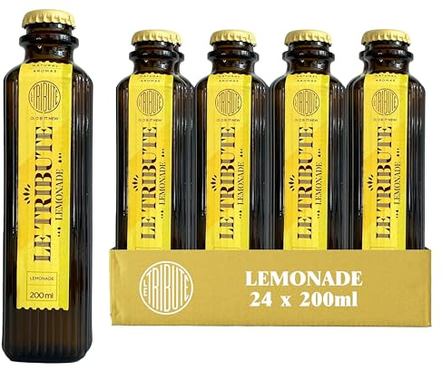 Le Tribute Refresco Lemonade Pack 24 x 200 ml, con Ingredientes Naturales, Burbuja Duradera, Toque Fresco, Equilibrado, Cítrico y Ácido, con Limón, Color Amarillo, Aroma 100% Natural