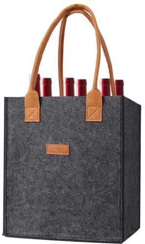 Flaschenträger 6 Flaschen - Weinflaschen-Einkaufstasche Mit 6 Fächern | Flaschenträger Flaschentasche Filz Bottle Bag Männerhandtasche Flaschen Tasche Filztasche Weinflasche Tasche