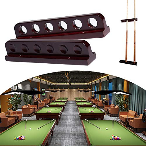 Agashi Wandmonta6 Loch Queues Pool Queue Ständer Halter, Billard Stick Stand, Für Ballroom Bars, Hotel Clubs, Billard Zimmer,Ooker Queues Rack/Crimson/L33Cm-H7Cm-W2Cm