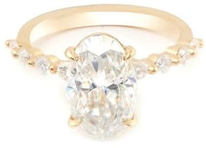 Ayoiow 9 Karat Gelbgold Verlobungsring Damen 1Ct Ovalschliff Weiß Moissanit Elegant Verlobungsring