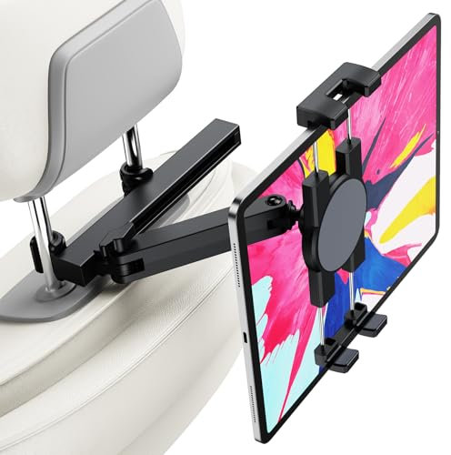 wulwun Tablet Holder for Car, ipad Holder 360°Rotating Anti Shake Headrest Tablet Holder Car Back Seat for Kids, Travel Accessories Mount for Long Trips Compatible with all 4.7-13 Tabs