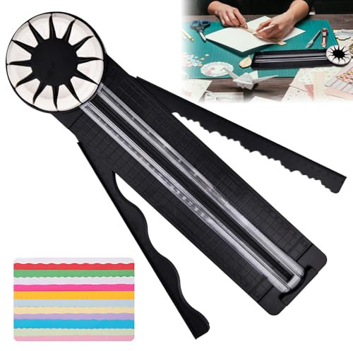 Cortadora De Papel 12 En 1, 360° Giratorio Recortadora Guillotina de Papel, Cortador De Bordes De Papel, Cortador De Papel De Regalo, Recortadora de Bordes Papel de Fotos, ÁLbumes de Recortes (Negro)