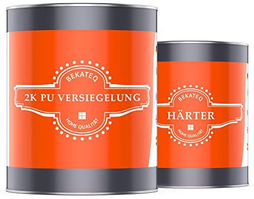 2K PU Versiegelung farblos 1kg seidenmatt für Außen & Innen I UV-beständig & wasserfest I Klarlack Versiegelung für Holz, Beton, Fliesen, Stein, Metall I Parkettlack Dielenlack - BEKATEQ LS-735