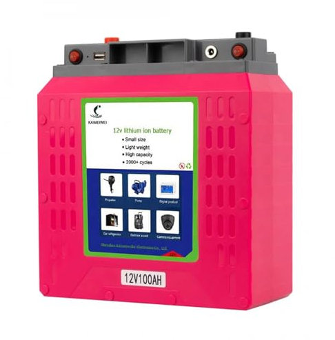 KMWThunder LiFePO4 Pink Lithium-Batterie 12.8 V 100 Ah 1280 Wh mit BMS-Tieftemperaturschutz und 4500+ Zyklen Lithium-Eisenphosphat-Batterie für Wohnwagen, Solar, Camping