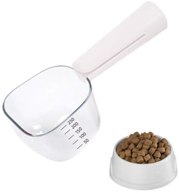Générique Pelle à Nourriture pour Animaux de Compagnie, Cuillère Multi-Usage, Cuillère Graduée Transparente,Doseur Croquettes Chien Cuillère à Nourriture pour Chat Cuillère à Mesurer à Long Manche