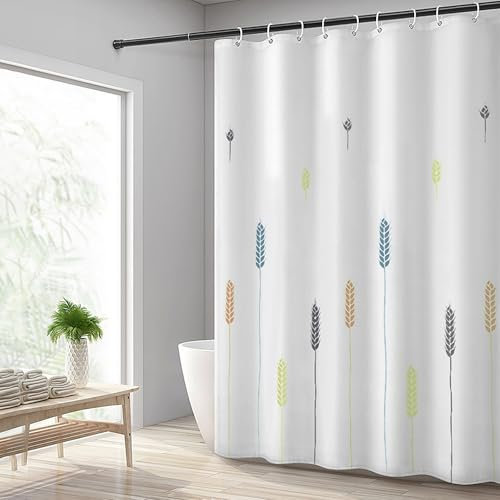 GRICOL Cortina de Ducha Cortina de Baño Poliéster Impermeable Cortina Bañera con 12 Ganchos para Ducha y Baño 180 x 180 cm Blanco