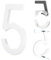 Yafimea Numero civico esterno 15 cm bianco, Numeri civici adesivi o a vite, effetto galleggiante 3D, plastica resistente per parete o cancello (5)
