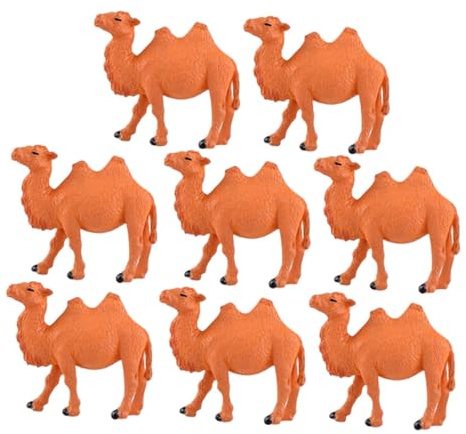 HEMOTON Kleiner Kamelfiguren aus Kunststoff für Mikrolandschaft | Orange, Zartes Design, Kompakt, 8 Stück, für Pflanzendeko und Selbstgemacht Zubehör