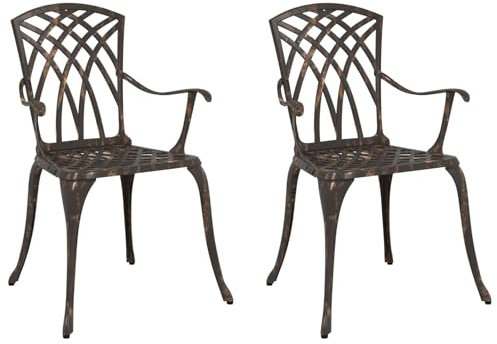 vidaXL Trädgård Stol 2 pcs Brons 53 x 51 x 88,5cm Aluminium, Trädgård och terrass, vintage charm, rektangulärt aluminium sits, hållbar utomhussittande, patio möbler, alfresco avkoppling