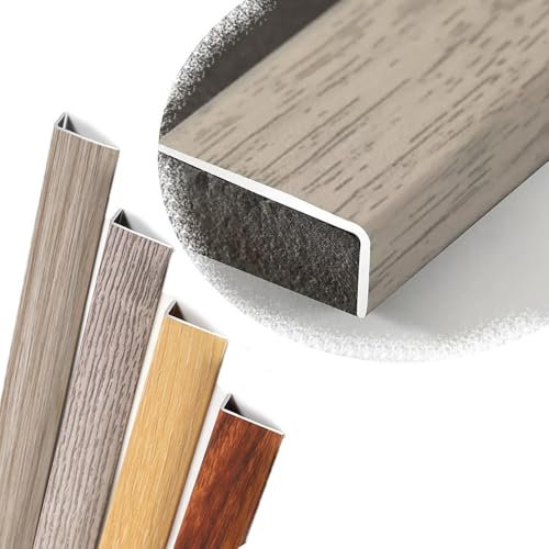 120 cm L-förmiges Treppenprofil, 90 cm, Holzmaserung, Metall, Treppenkantenschutz für Holz/Vinyl/Fliesentreppen (Sandgrau, 1200 x 35 x 20 mm)