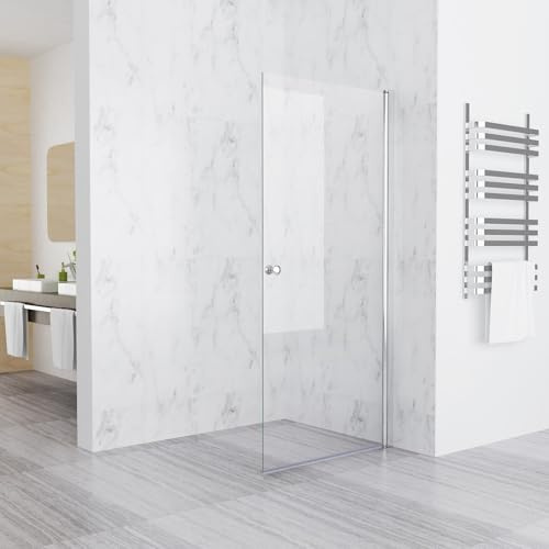 Walk in Duschwand für Dusche 75 x 185 cm Schwingbar Duschabtrennung mit Pendeltür Schwingtür Duschtür Sicherheitsglas Rahmenlos Glas Nischentür Glaswand ohne Duschtasse