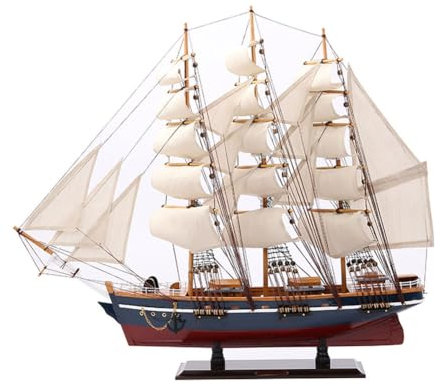 YLME 70 cm großes Segelschiff Modell aus Holz Mediterranes Segelboot-Deko aus Holz Handgefertigtes Segelbootmodell aus Holz Für die Heimdekoration und als Deko