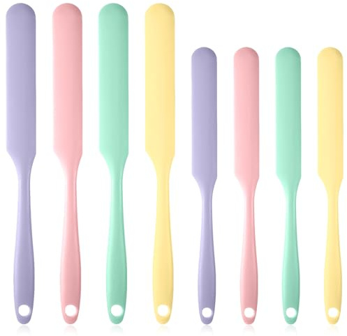 YBEATY 8PCS Jar Spatulas Silicone Heat Resistant Kitchen Spatulas with Long Handle Jam Spreader Cake Cream Butter Spatula Mixing Batter Scrape for Jars Baking Cake Icing Kitchen Stirring Must Have