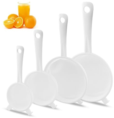 4 Piezas Juego Filtros Plástico con colador, 8/10/14/18 cm Estable y duradero Filtro Malla Fina, Filtro Ergonómico,Coladores Doble Oído con Orificio,para Leche,Soja y yogur