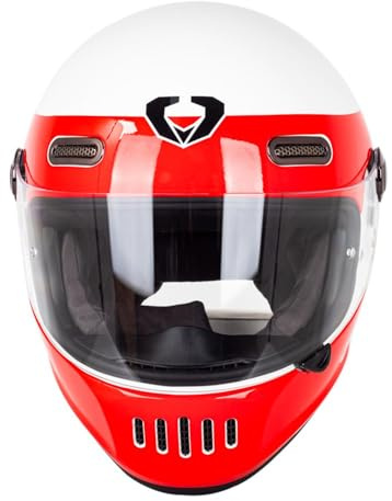 Kcolic Casco Integral Motocicleta Cara Completa, Estilo Retro Vintage, Casco Protección ECE con Visera, para Moto Scooter Retro Clásico para Carreras Y Turismo. L,Medium
