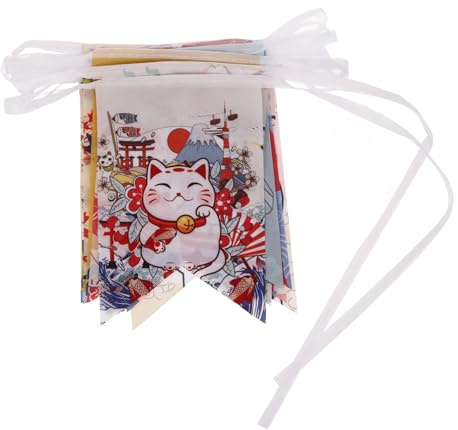 Toyvian Cat Banner Cat Decor Decoration Hanging Lucky Shaped Burlap Hello Bunting Party Banners Fabric Style Mini Flags Japanese Figure Japanese Neko Maneki Neko