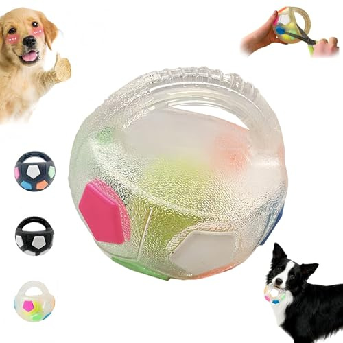 HOPASRISEE Anti Stress Ball Hund, Hundeball Unzerstörbar mit Griff, Beißspielzeug für Hunde, Hundetrainingsspielzeug, Gummimaterial, Geeignet für Große und Kleine Hunde(A(mit Ball))