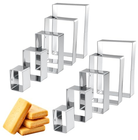 Guduling Lot de 10 mini moules à gâteaux carrés et rectangulaires en acier inoxydable pour gâteaux