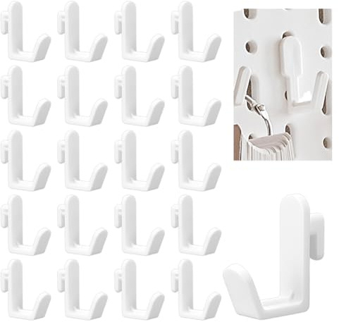 WADORN 30Pcs Pegboard Hook, Pegboard Hooks Compatible with IKEA Skadis Organizer Accessories Plastic White Hook for Home Garage Kitchen Office Craft Room and More, 1.3x1.3x0.4 Inch