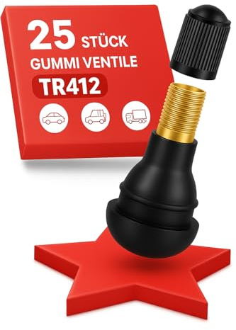 25 Stück TR412 Gummiventile, Snap-In Gummi Ventil, Reifenventil, Autoreifen, Reifen für Auto, Motorräder, EPDM 412