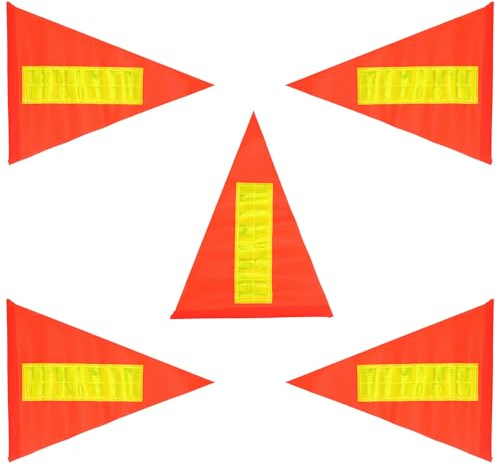 Gatuida Set 5 Bandiere di Sicurezza Riflettenti per Bicicletta Bandierine Avvertimento in PVC Resistenti a Vento e Pioggia Accessori Ciclismo Compatte 215X285 CM per Asta 6 MM